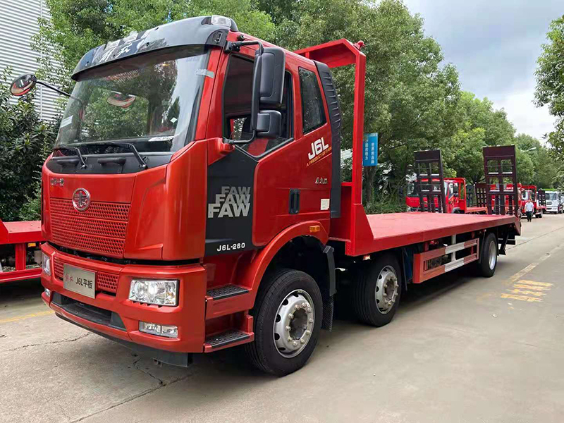 國六解放J6L牌前四後四平板運輸車